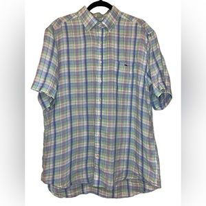 Vineyard Vines Linen Tucker Button Down Short Sleeve Shirt Size Large